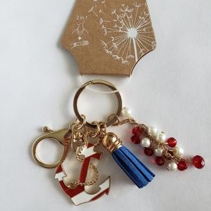 Gold Anchor Tassel Keychain
